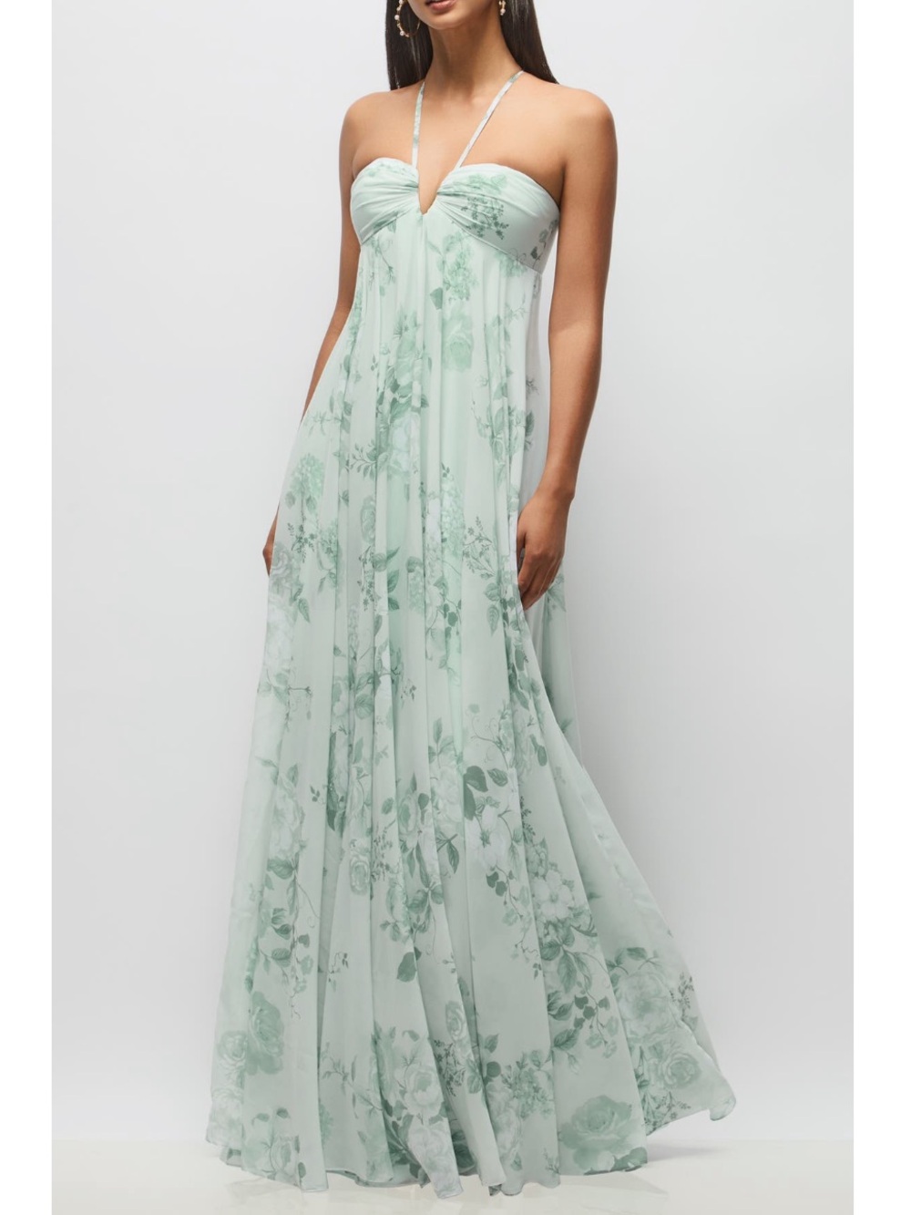 Dessy Collection Lilith Mint Floral Chiffon Gown Dress New!